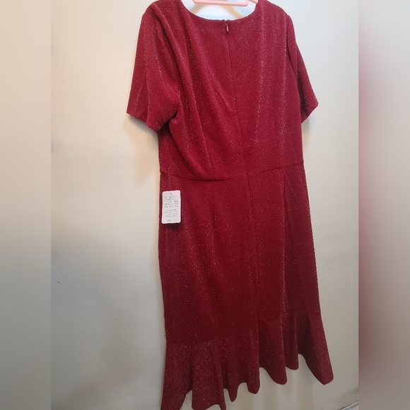 NEW Women's London Times Side Twist Flounce Hem shimmering Sheath Dress Size 16 - Picture 5 of 7